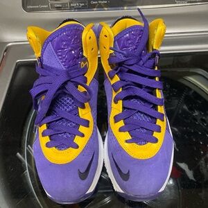 Nike Kids Purple and Gold Sneakers
